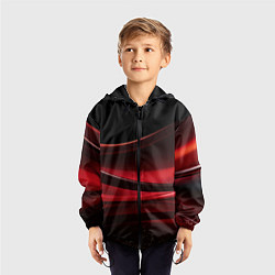Ветровка с капюшоном детская Темная красная абстракция на черном фоне, цвет: 3D-черный — фото 2