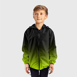 Ветровка с капюшоном детская Чёрно-салатовый градиент, цвет: 3D-черный — фото 2