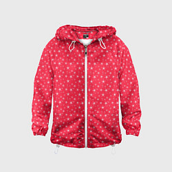 Ветровка с капюшоном детская Розово-красный со звёздочками, цвет: 3D-белый