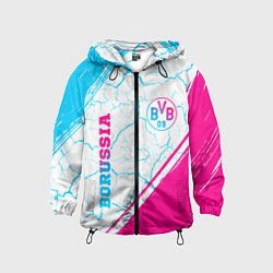 Ветровка с капюшоном детская Borussia neon gradient style вертикально, цвет: 3D-черный