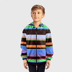 Ветровка с капюшоном детская Разноцветный полосатый, цвет: 3D-черный — фото 2