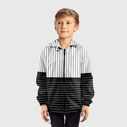 Ветровка с капюшоном детская Полосатый чёрно-белый, цвет: 3D-черный — фото 2