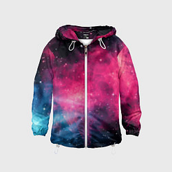 Ветровка с капюшоном детская Абстрактный космос фантастика, цвет: 3D-белый