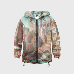 Ветровка с капюшоном детская Город в восточном стиле, цвет: 3D-черный