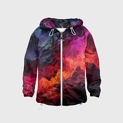 Ветровка с капюшоном детская Яркий абстрактный путь, цвет: 3D-белый