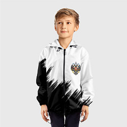 Ветровка с капюшоном детская Герб РФ просто краски, цвет: 3D-черный — фото 2