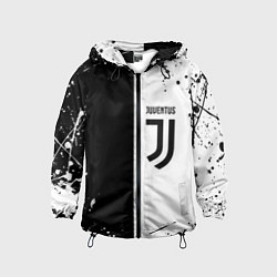 Ветровка с капюшоном детская Juventus краски текстура спорт, цвет: 3D-черный