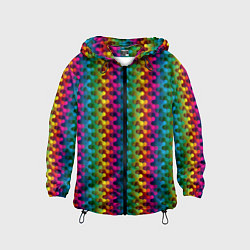 Ветровка с капюшоном детская Радужный разноцветный узор, цвет: 3D-черный