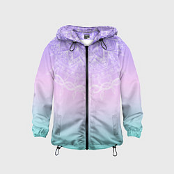 Ветровка с капюшоном детская Розово-голубой градиент с узором мандала, цвет: 3D-черный