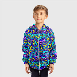 Ветровка с капюшоном детская Psychedelic multicolored pattern, цвет: 3D-белый — фото 2