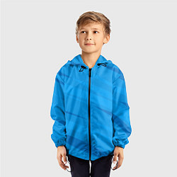 Ветровка с капюшоном детская Насыщенный голубой полосами, цвет: 3D-черный — фото 2
