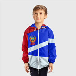 Ветровка с капюшоном детская СССР геометрия спорт, цвет: 3D-белый — фото 2