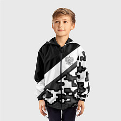 Ветровка с капюшоном детская Россия камуфляж текстура, цвет: 3D-черный — фото 2