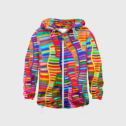Ветровка с капюшоном детская Абстрактная полноцветная живопись, цвет: 3D-белый