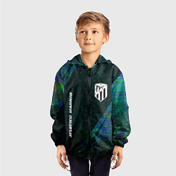 Ветровка с капюшоном детская Atletico Madrid glitch blue, цвет: 3D-черный — фото 2