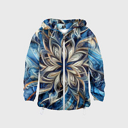 Ветровка с капюшоном детская Джинса и цветочный орнамент - нейросеть, цвет: 3D-белый