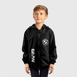 Ветровка с капюшоном детская BMW logo white auto, цвет: 3D-черный — фото 2