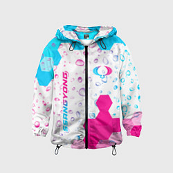 Ветровка с капюшоном детская SsangYong neon gradient style вертикально, цвет: 3D-черный