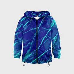 Ветровка с капюшоном детская Яркий сине-голубой абстрактная текстура, цвет: 3D-черный