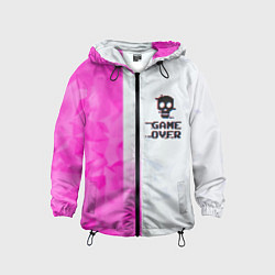 Ветровка с капюшоном детская Game over pink abstraction, цвет: 3D-черный