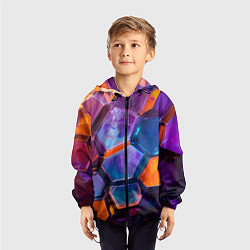 Ветровка с капюшоном детская Неоновые минералы, цвет: 3D-черный — фото 2