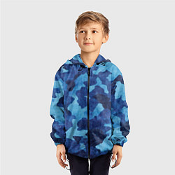 Ветровка с капюшоном детская Синий камуфляж, цвет: 3D-черный — фото 2