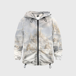 Ветровка с капюшоном детская Снежный древний город, цвет: 3D-черный