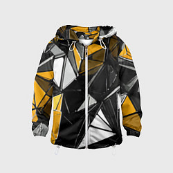 Ветровка с капюшоном детская Жёлто-белые рельефные треугольники на чёрном фоне, цвет: 3D-белый