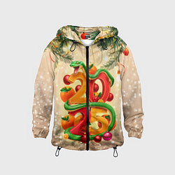 Ветровка с капюшоном детская Веселая змея 2025, цвет: 3D-черный