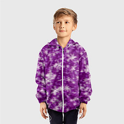 Ветровка с капюшоном детская Снежинки глитч, цвет: 3D-белый — фото 2