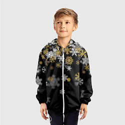 Ветровка с капюшоном детская Снежинки объемные золотистые, цвет: 3D-белый — фото 2