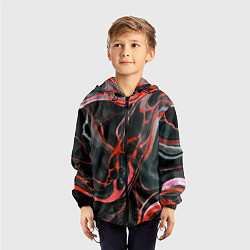 Ветровка с капюшоном детская Красно-чёрный мрамор, цвет: 3D-черный — фото 2