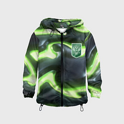 Ветровка с капюшоном детская Зеленый неоновый камуфляж, цвет: 3D-черный