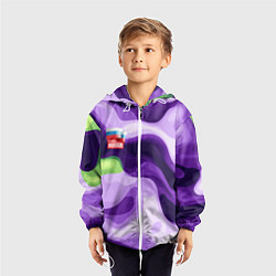 Ветровка с капюшоном детская Фиолетовый камуфляж Россия, цвет: 3D-белый — фото 2