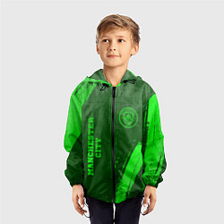 Ветровка с капюшоном детская Manchester City - green gradient вертикально, цвет: 3D-черный — фото 2