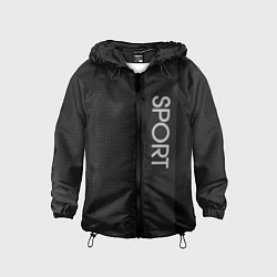 Ветровка с капюшоном детская Sport чёрно-серый полоса с затемнением, цвет: 3D-черный