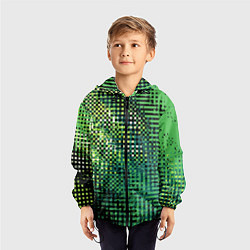 Ветровка с капюшоном детская Чёрно-зелёный абстракция, цвет: 3D-черный — фото 2