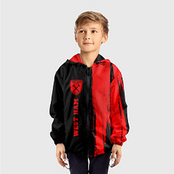 Ветровка с капюшоном детская West Ham - red gradient по-вертикали, цвет: 3D-черный — фото 2
