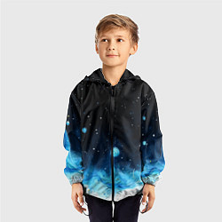 Ветровка с капюшоном детская Синяя светящееся краска, цвет: 3D-черный — фото 2