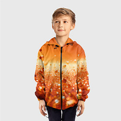 Ветровка с капюшоном детская Оранжевые блестящие частицы текстура, цвет: 3D-черный — фото 2