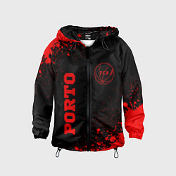 Ветровка с капюшоном детская Porto - red gradient вертикально, цвет: 3D-черный