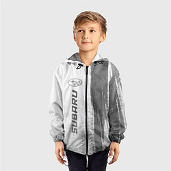 Ветровка с капюшоном детская Subaru - white gradient по-вертикали, цвет: 3D-черный — фото 2