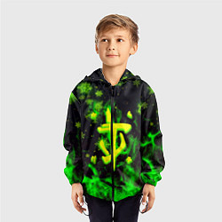 Ветровка с капюшоном детская Doom кислотный снег в огне лого, цвет: 3D-черный — фото 2