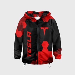 Ветровка с капюшоном детская Tesla - red gradient вертикально, цвет: 3D-черный
