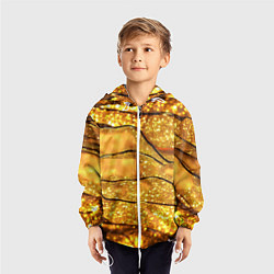 Ветровка с капюшоном детская Золотая текстура с блестками, цвет: 3D-белый — фото 2