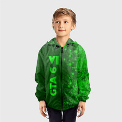Ветровка с капюшоном детская GTA 6 - green gradient по-вертикали, цвет: 3D-черный — фото 2