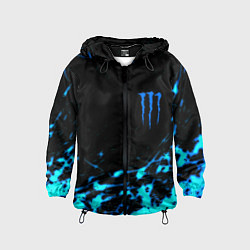 Ветровка с капюшоном детская Monster energy голубые краски, цвет: 3D-черный