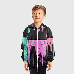 Ветровка с капюшоном детская Стекающая краска текстура, цвет: 3D-белый — фото 2
