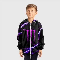 Ветровка с капюшоном детская Monster energy neon storm, цвет: 3D-белый — фото 2