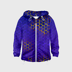 Ветровка с капюшоном детская Неоновые соты броня, цвет: 3D-белый